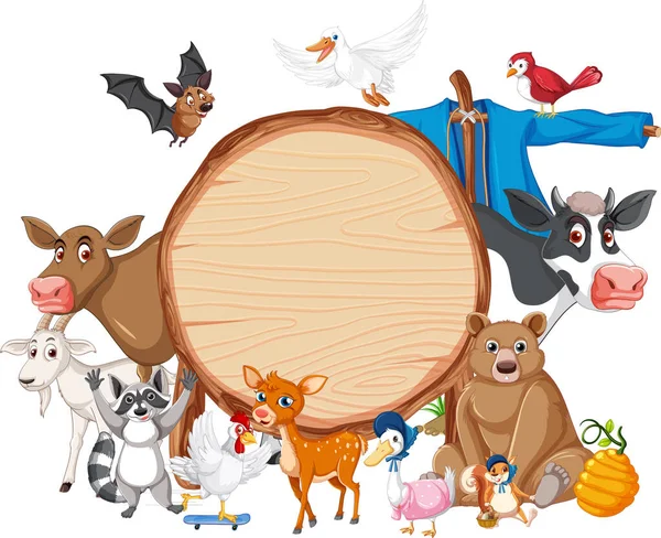 木製の看板のイラストを持つ動物 — ストックベクタ