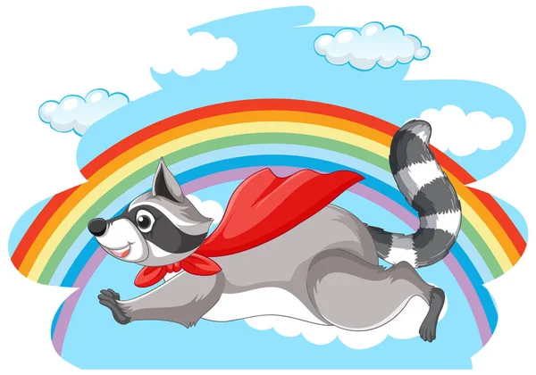 Raccoon Jumping Sky Illustration — Stock Vector