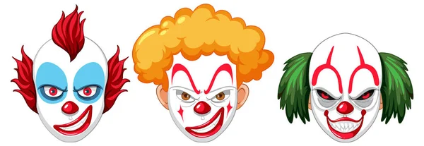 Set Clown Facial Expression Illustration — Stock Vector