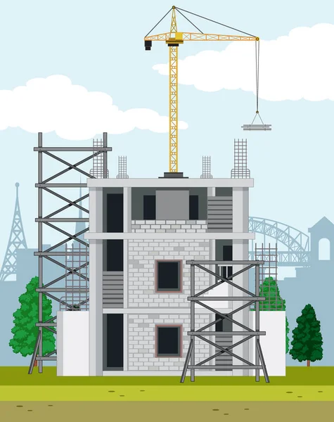 Caricature Scène Chantier Construction Illustration — Image vectorielle