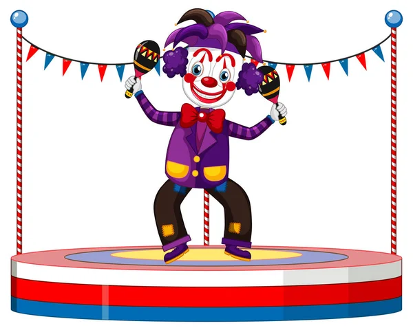 Clown Optreden Het Podium Witte Achtergrond Illustratie — Stockvector