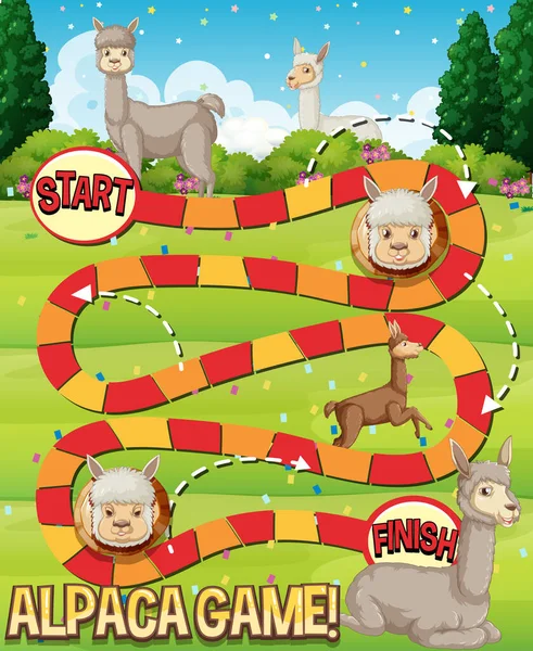 Snake Ladder Alpaca Game Template Illustration — Stock Vector