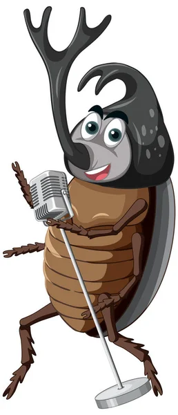 Ein Käfer Sänger Cartoon Figur Isolierte Illustration lizenzfreie Stockillustrationen