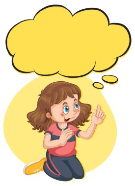 Çağrı illüstrasyonuyla düşünen bir kız.