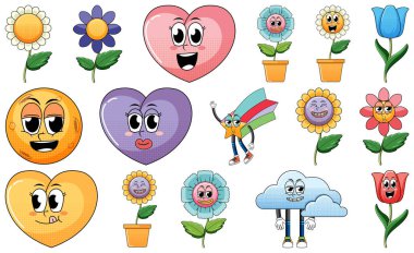 Beyaz arkaplanda klasik yemek karikatürü olan yüz ifadesi.