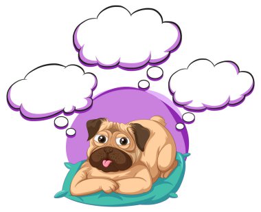 Birçok çağrıyla düşünen bir köpek.