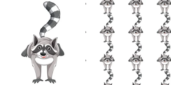 Seamless Design Raccoon White Background Illustration — Stock Vector