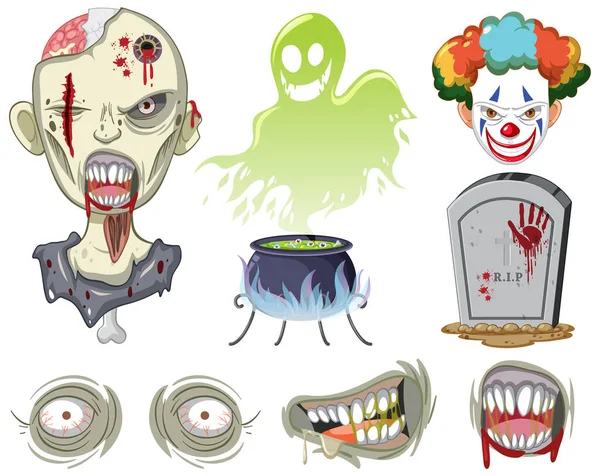 Tema Halloween Con Zombie Clown Illustrazione — Vettoriale Stock