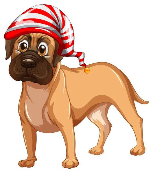 Boxer Dog Wearing Christmas Hat Illustration — Stockvector