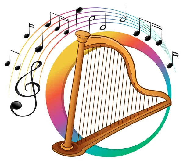 Harp Instrument Witte Achtergrond Illustratie — Stockvector