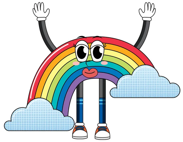 Rainbow Personaggio Dei Cartoni Animati Sfondo Bianco Illustrazione — Vettoriale Stock