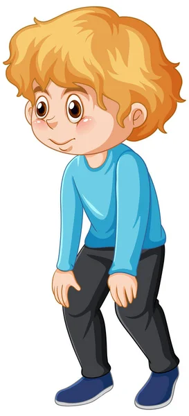 Boy Standing Looking White Background Illustration — Stock Vector