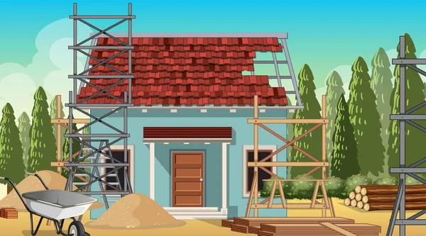 Ilustração Local Construção Casa —  Vetores de Stock