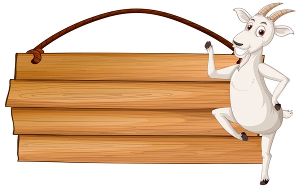 Izolovaný Dřevěný Prapor Kozí Ilustrací — Stockový vektor