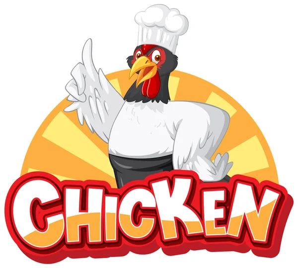 Frango Chef Desenho Animado Personagem Logotipo Ilustração — Vetor de Stock