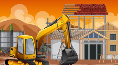 Ev inşaatı olay yeri illüstrasyonu