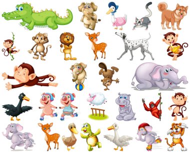 Hayvan karikatür karakter resimde kümesi