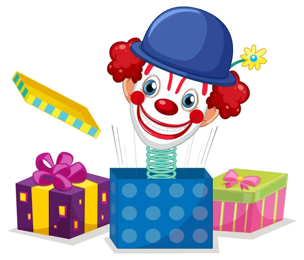 Clown Jack Box Toy Illustration — Stock Vector