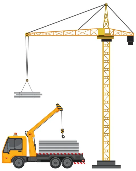 Crane Tower Machine White Background Illustration — Stock Vector