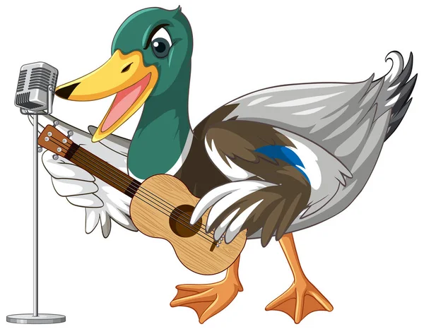 Pato Com Cabeça Verde Desenho Animado Personagem Ilustração — Vetor de Stock