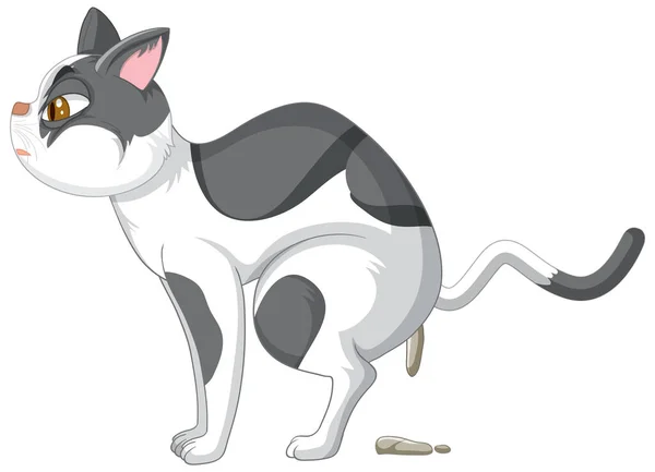 Caca Chat Sur Fond Blanc Illustration — Image vectorielle