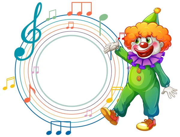 Lindo Payaso Con Ilustración Plantilla Nota Música Blanco — Archivo Imágenes Vectoriales