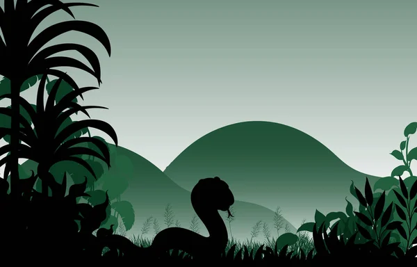 Silhouette Schatten Des Waldes Szene Illustration — Stockvektor