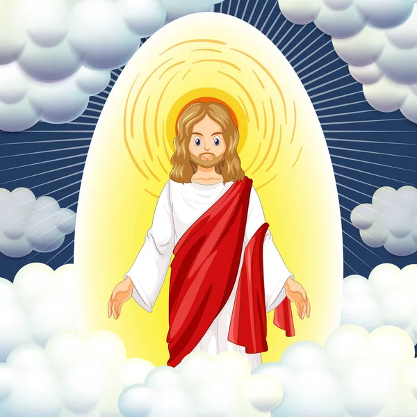 Jezus Christus Cartoon Stijl Illustratie — Stockvector