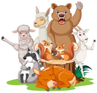 Bahçede bir sürü hayvan var.