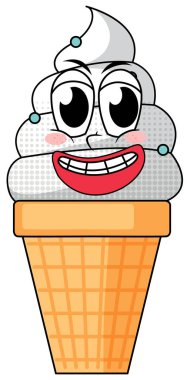 Beyaz arkaplandaki dondurma çizgi film karakteri