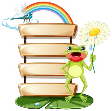 Beyaz arkaplan resimli kurbağa tablosu