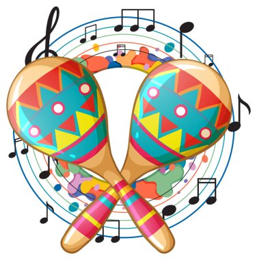 Beyaz arkaplan illüstrasyonunda marakas aracı