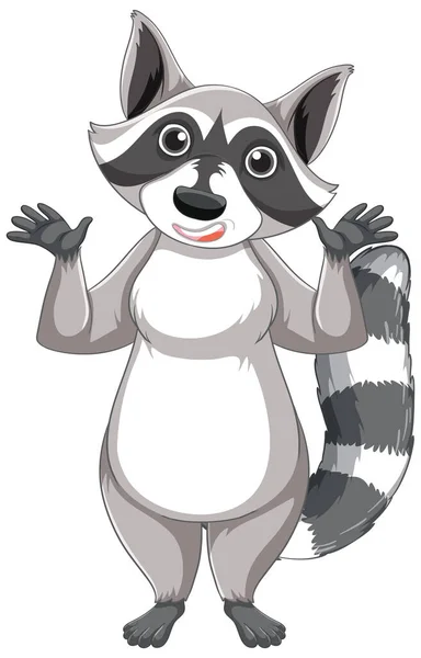 Cute Cartoon Raccoon Standing White Background Illustration — Stock Vector