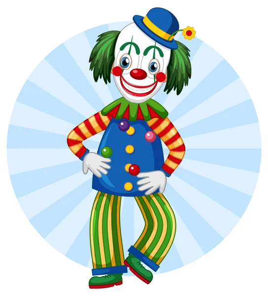 Kleurrijke Clown Cartoon Karakter Illustratie — Stockvector