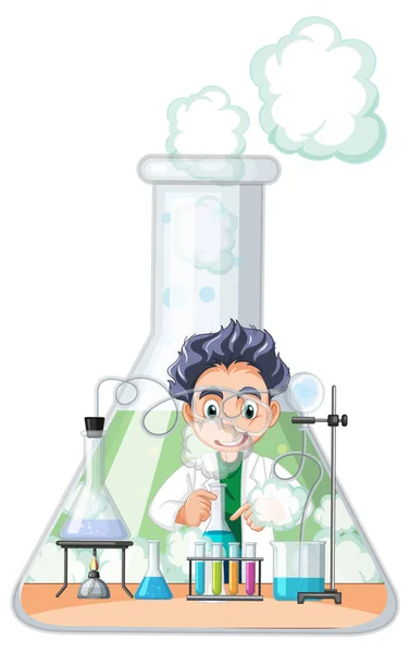 Funny Scientist Experiment Laboratory Illustration — Stock Vector