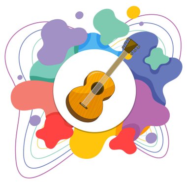 Beyaz arkaplan illüstrasyonunda bir gitar