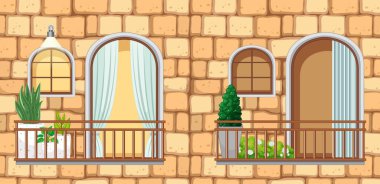 Apartman binası balkon cephesi çizimi