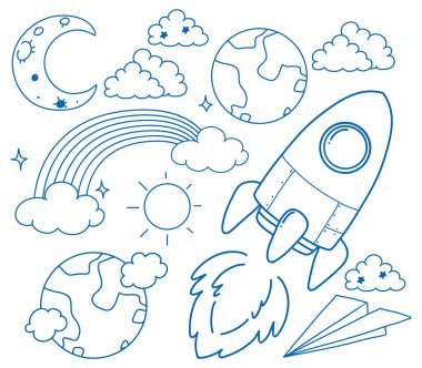 Basit çocukların el çizimi nesneler çizimi