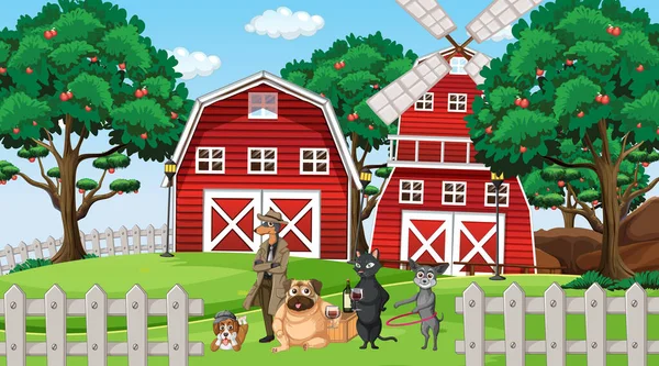 Conjunto Diferentes Animais Domésticos Ilustração Fazenda — Vetor de Stock