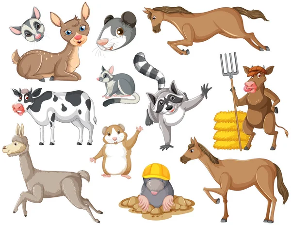 Naadloos Patroon Met Leuke Dieren Illustratie — Stockvector