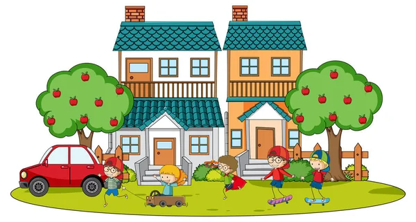 Doodle Huis Cartoon Ontwerp Illustratie — Stockvector