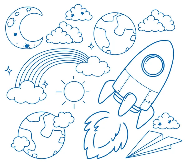 Basit çocukların el çizimi nesneler çizimi