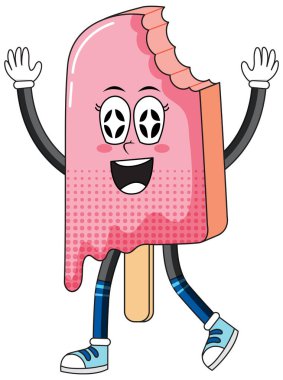 Beyaz arkaplandaki dondurma çizgi film karakteri