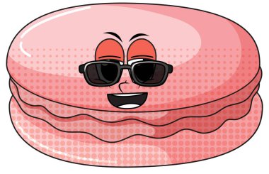 Beyaz arkaplan illüstrasyonunda Macaron çizgi film karakteri