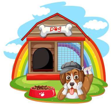 Köpek kulübesi resminin dışında bir köpek.