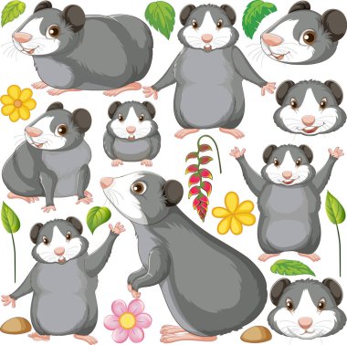 Tatlı hamsterların resimleriyle kusursuz desen.