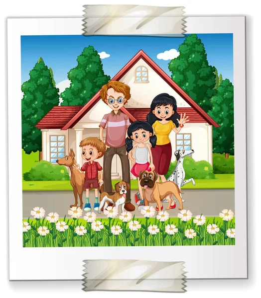 Una Foto Famiglia Felice Sfondo Bianco Illustrazione — Vettoriale Stock