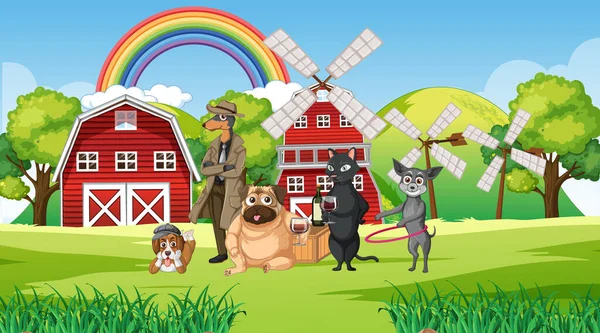 Set Von Verschiedenen Haustieren Bauernhof Illustration — Stockvektor