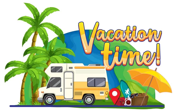 Sommerreise Urlaub Logo Konzept Mit Wohnmobil Illustration — Stockvektor