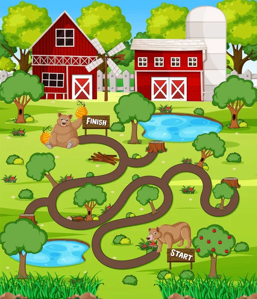 Bir Çiftlik Oyunu Şablonu Çizimi — Stok Vektör